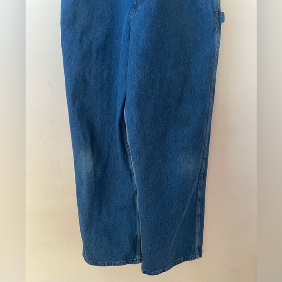 VINTAGE | Carhartt | Men's Loose Fit Washed Cotton Denim Bib Overalls - Picture 14 of 15